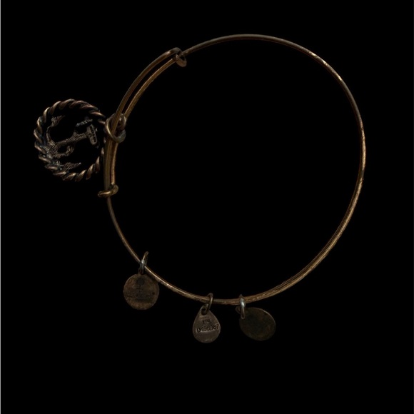 Brass Anchor Charm Bangle Bracelet - Picture 2 of 2